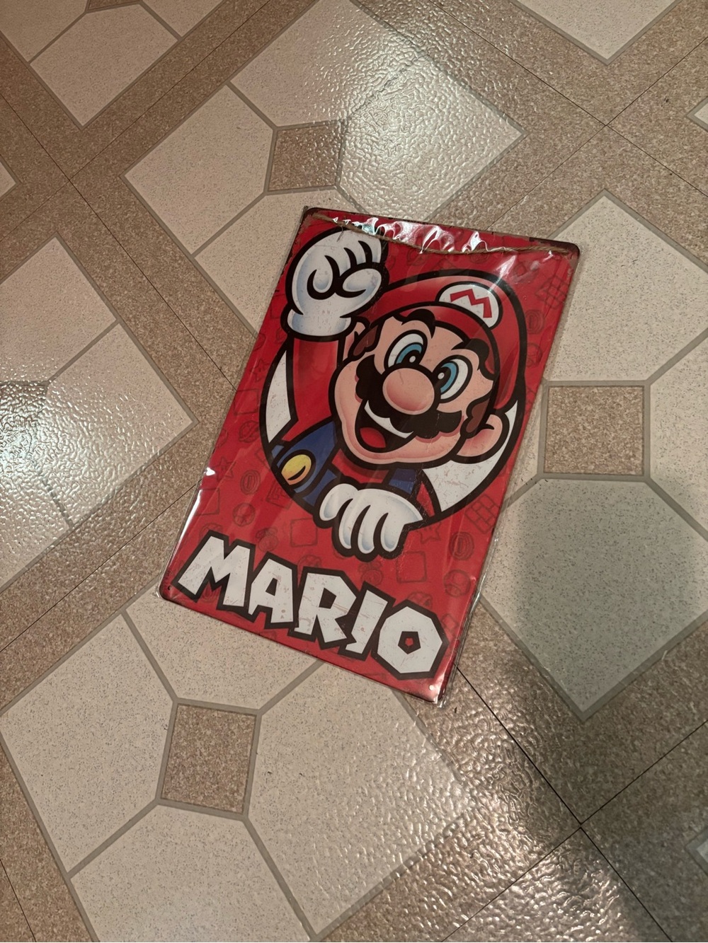 Super Mario Red Character Metal Sign with Hanging Cord